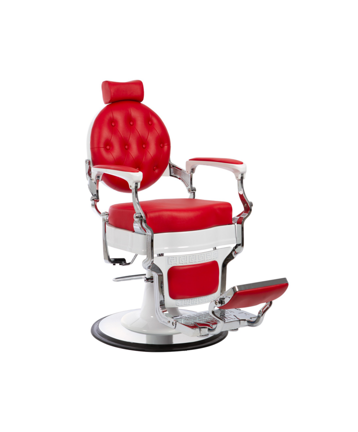 Poltrona da Barbiere Mae White Red